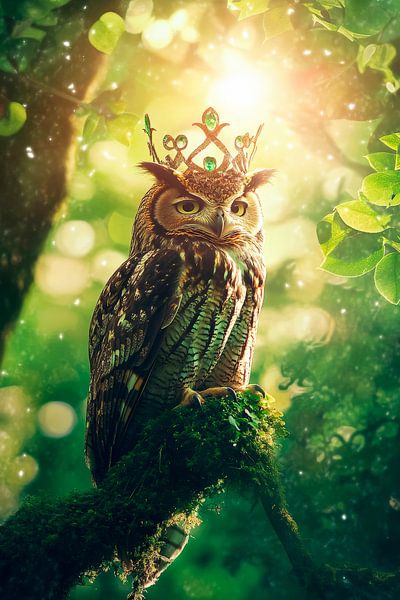 Royal owl in the forest light by Poster Art Shop