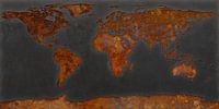 Weltkarte rostet - Signalschwarz von Frans Blok Miniaturansicht
