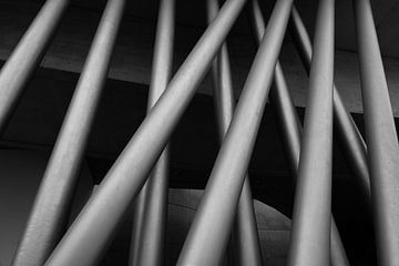 Zwart-wit Architectuur Gevel MAXXI Museum Rome Italië van Martijn Jebbink Fotografie