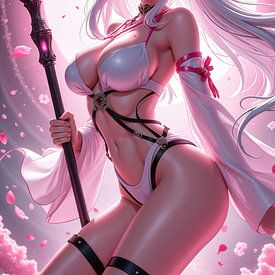 SOLYVAE – Fille anime combattante sexy avec sa grande faux sur INFERAURUM