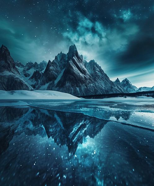 Noors kustlandschap in de winter van fernlichtsicht