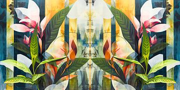 Modern Bloemenmotief kunst collage van Vlindertuin Art