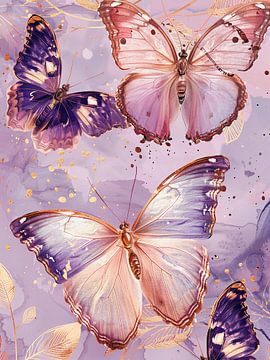 Papillons roses et violets sur haroulita