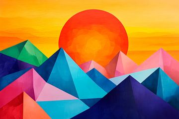 Mountains in a geometric play of colours - sunset by Poster Art Shop