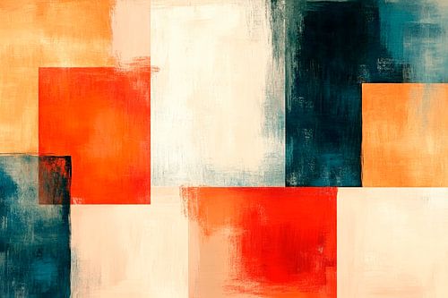 Abstracte kleurencompositie in rood en beige