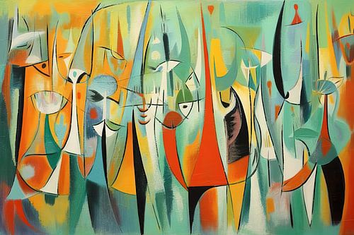 Malerei Buntes Abstraktes | Fröhliches Tier Durcheinander