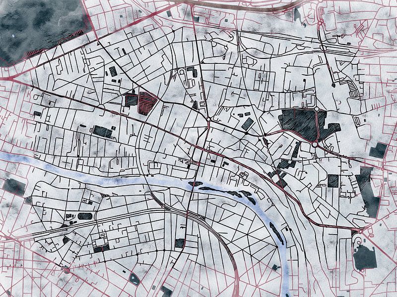 Kaart van Champigny-sur-Marne in de stijl 'White Winter' van Maporia