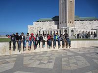Boys in front of the Hassan II Mosque