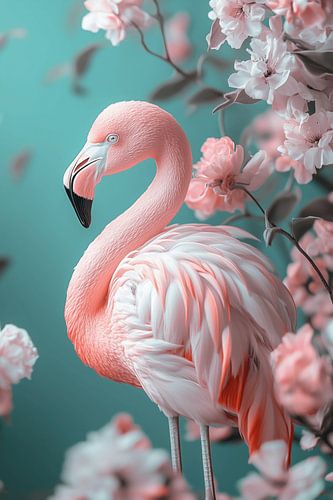 Flamingo in Soft Blossom Dreamy and Elegant