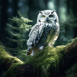 Hibou sur fond vert