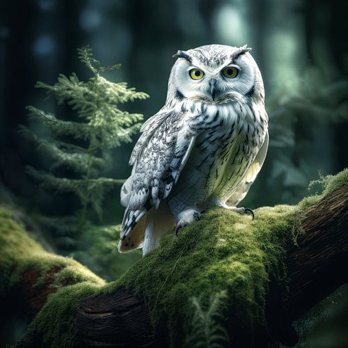 Owl on green