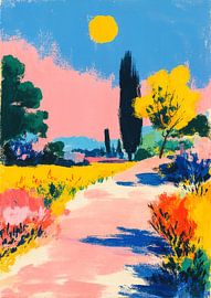 Vintage landschap met roze lucht van Niklas Maximilian