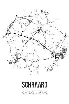 Schraard (Fryslan) | Karte | Schwarz und weiß von Rezona
