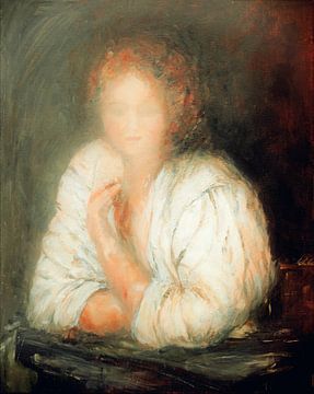Junge Frau am Fenster (Vintage)Inspiriert von Rembrandt .