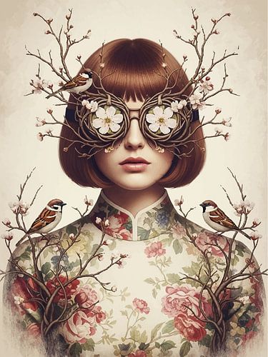 Takken van Visie - Surreëel portret met bloemenframe