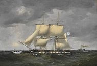 Anton Melbye, Een Russisch korvet, 1852 van Atelier Liesjes thumbnail