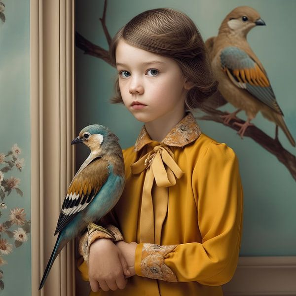 Fine art portrait "Me and my bird" by Carla Van Iersel