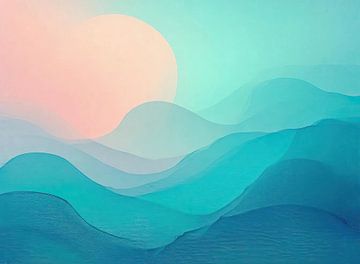 Turquoise Zeeheuvels van Modern Collection