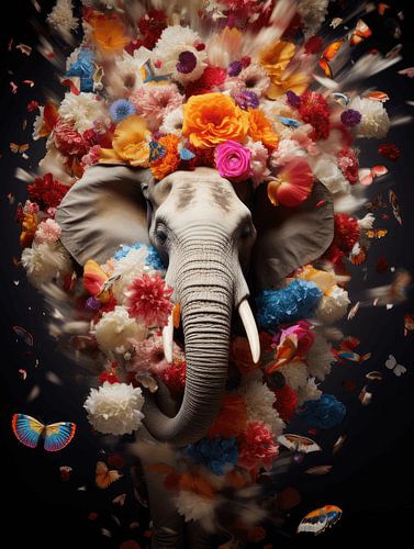 Blossom parade: Elephant in a Sea of Flowers
