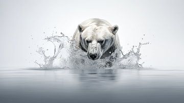 Polar bear splash by Karina Brouwer