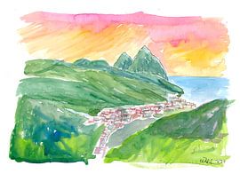 Pitons impressionnants à Sainte-Lucie avec Sourfriere et coucher de soleil inoubliable dans les Cara