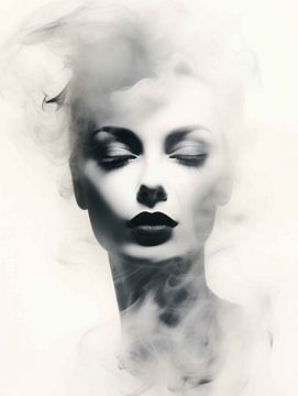 Brouillard mystérieux | noir et blanc | femme sur Eva Lee