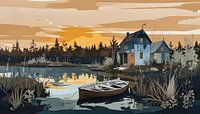 Huis aan een meer, collage van Nick Wendt thumbnail