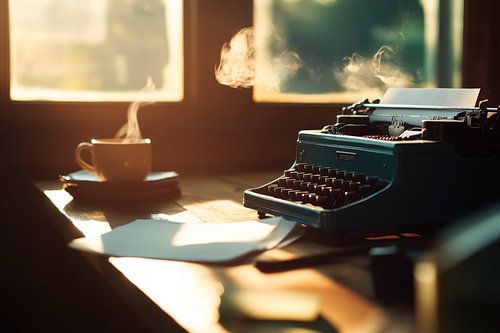 Typewriter and coffee