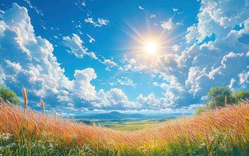 Golden Fields Under a Radiant Sky