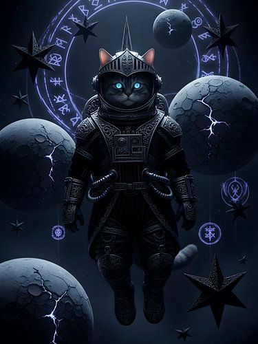 Astra Cat Knight Guardian with Luminous Eyes in