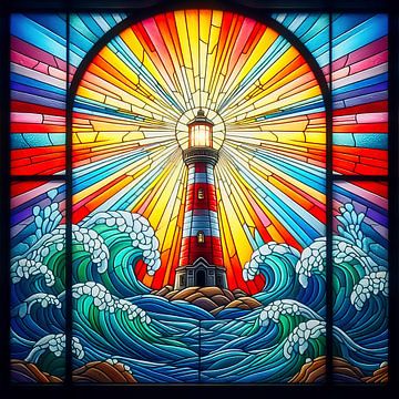 Stained glass lighthouse