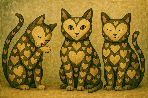 Drie Hartenkatten in Harmonie