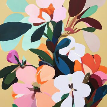 Abstract painting colourful flowers by Studio Allee