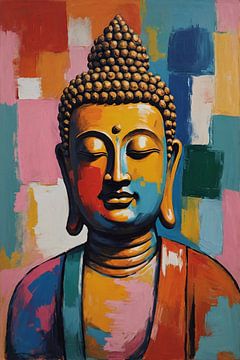 Modernes Porträt Buddha von De Muurdecoratie