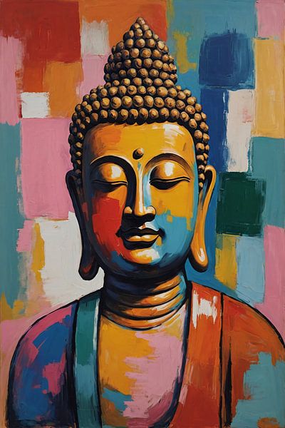 Modernes Porträt Buddha von Art & Soul Creations