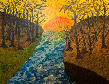 River Sunset van Jan Fritz