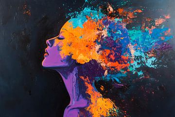 Explosion de couleurs dans le profil - Élégance créative sur Poster Art Shop