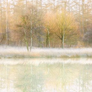 Winterse reflecties (olieverf) van Karla Leeftink