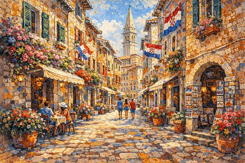 Porec in Kroatië, een impressionistisch schilderij.