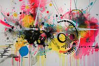 Abstract painting - red, yellow, black and blue