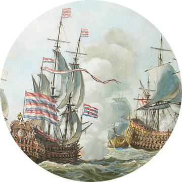 De 4-daagse zeeslag in juni 1666 van Maritiem Schilder Arnold de Lange