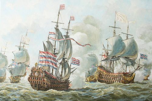 La bataille navale de 4 jours en juin 1666 sur Maritiem Schilder Arnold de Lange