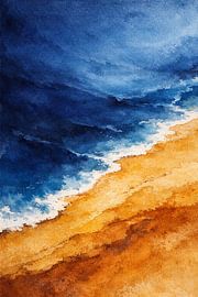 Afrohemian Indigo & Ochre Coastal Abstract by Avinigav