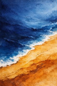 Afrohemian Indigo & Ochre Coastal Abstract by Avinigav