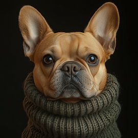 Französische Bulldogge für den Winter gekleidet von Ton Kuijpers