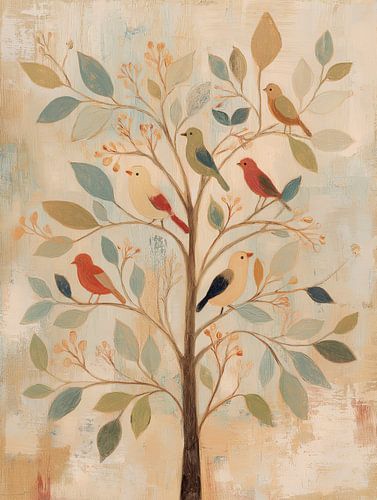 Des oiseaux colorés en harmonie