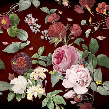 Oh, the Summers – Vintage Red Background van Marja van den Hurk