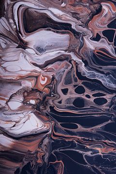Vloeibare kleuren diagonaal: Van zwart naar wit met bruin en aarde tinten van Marjolijn van den Berg