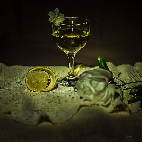 Stilleben Glas Wein und Zitrone im Stil der niederländischen Meister von ina kleiman