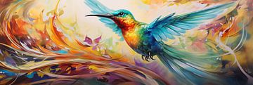 Ijsvogel Kleurrijk: Abstract Canvas van Surreal Media